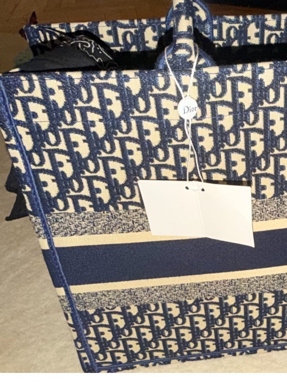 Christian Dior Medium Book Tote Style Bag + Matching Pouch + Dust Bag | Blue - Picture 6 of 11